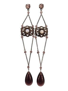 Purple Dragons Breath Cab Shoulder Dusters Repoussé Dangles Post Earrings J623